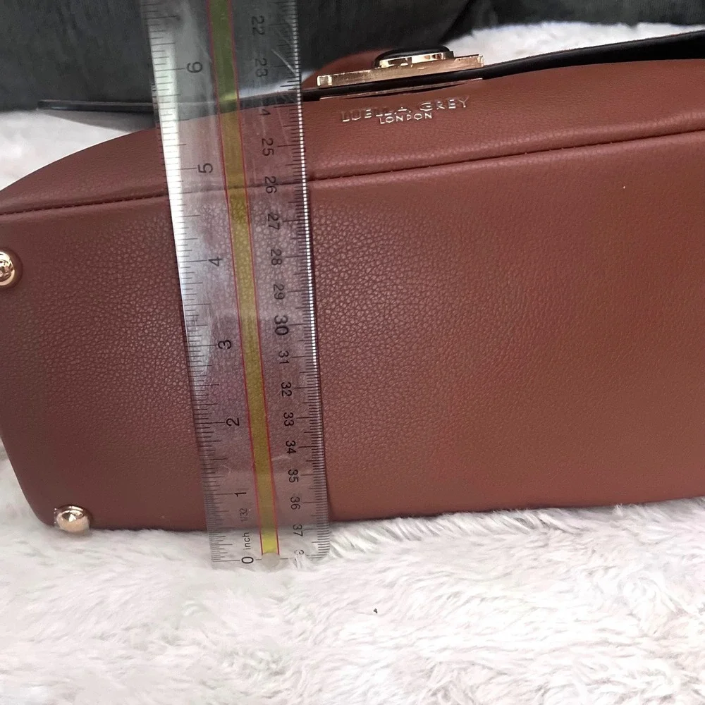 Luella Grey London Brown Mixed Media Satchel Bag Vegan Leather Leopard Strap NEW
